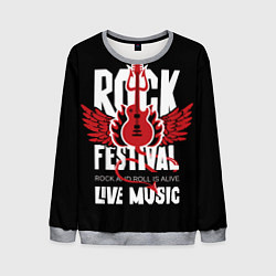 Свитшот мужской Rock festival - live music, цвет: 3D-меланж