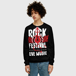 Свитшот мужской Rock festival - live music, цвет: 3D-черный — фото 2