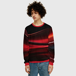 Свитшот мужской Темная красная абстракция на черном фоне, цвет: 3D-красный — фото 2