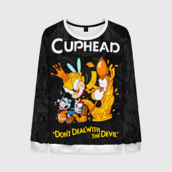 Свитшот мужской Cuphead - dont deal with the devil, цвет: 3D-белый