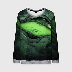Свитшот мужской Разрез на зеленой абстракции, цвет: 3D-меланж