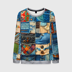 Свитшот мужской Vanguard denim patchwork - ai art, цвет: 3D-меланж