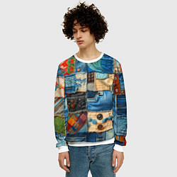 Свитшот мужской Vanguard denim patchwork - ai art, цвет: 3D-белый — фото 2