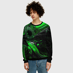 Свитшот мужской Green dark abstract geometry style, цвет: 3D-черный — фото 2
