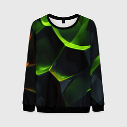Свитшот мужской Green neon abstract geometry, цвет: 3D-черный