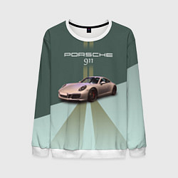 Свитшот мужской Спортивный автомобиль Порше 911, цвет: 3D-белый