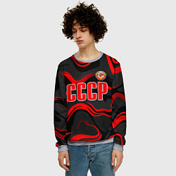 Свитшот мужской СССР - red stripes, цвет: 3D-меланж — фото 2