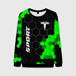 Мужской свитшот Tesla green sport hexagon