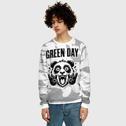 Свитшот мужской Green Day рок панда на светлом фоне, цвет: 3D-белый — фото 2
