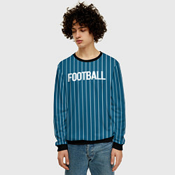 Свитшот мужской Синий с белым полосатый узор с надписью футбол, цвет: 3D-черный — фото 2