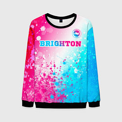 Свитшот мужской Brighton neon gradient style посередине, цвет: 3D-черный