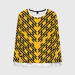 Свитшот мужской Чёрные полосы на жёлтом фоне, цвет: 3D-белый