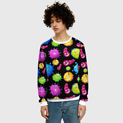 Свитшот мужской Смешные бактерии паттерн, цвет: 3D-белый — фото 2