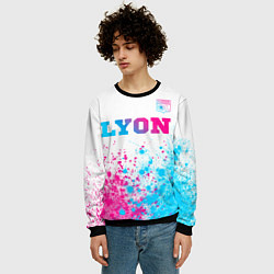 Свитшот мужской Lyon neon gradient style посередине, цвет: 3D-черный — фото 2