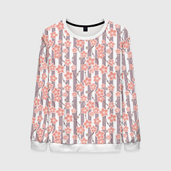 Мужской свитшот Коралловые цветы на полосатом фоне