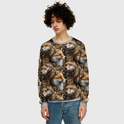 Свитшот мужской Лакшери паттерн с золотыми лисицами, цвет: 3D-меланж — фото 2