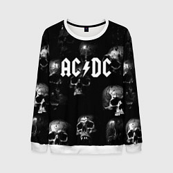 Свитшот мужской AC DC - черные черепа, цвет: 3D-белый