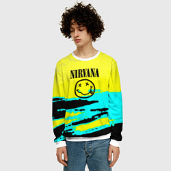 Свитшот мужской Nirvana краски кислотные, цвет: 3D-белый — фото 2