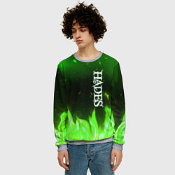 Свитшот мужской Logo Hades green hell fire, цвет: 3D-меланж — фото 2
