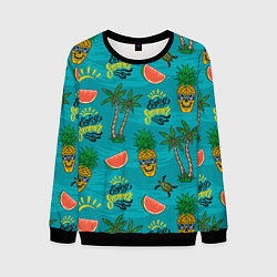 Свитшот мужской Enjoy summer pattern - pineapple, цвет: 3D-черный