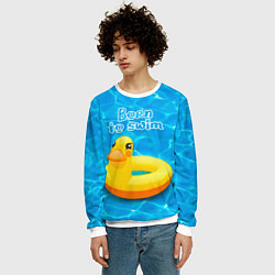 Свитшот мужской Рожденный плавать - надувная утка, цвет: 3D-белый — фото 2