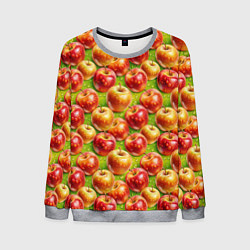 Свитшот мужской Вкусные яблоки паттерн, цвет: 3D-меланж