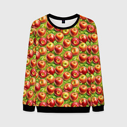 Свитшот мужской Румяные яблоки паттерн, цвет: 3D-черный
