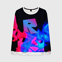 Свитшот мужской Roblox neon flame, цвет: 3D-белый
