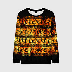 Свитшот мужской Кокопелли - танцы в огне, цвет: 3D-черный
