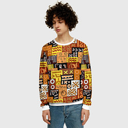 Свитшот мужской Африканские этнический коллаж, цвет: 3D-белый — фото 2