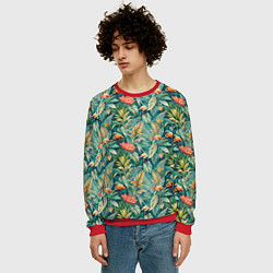 Свитшот мужской Тропический фламинго в цветах, цвет: 3D-красный — фото 2