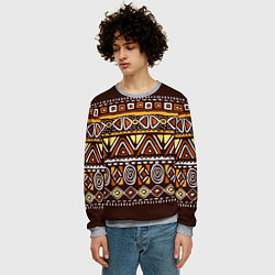 Свитшот мужской Африканский традиционный орнамент, цвет: 3D-меланж — фото 2