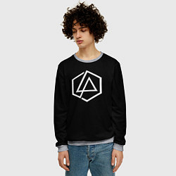 Свитшот мужской Linkin park logo white, цвет: 3D-меланж — фото 2