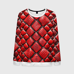 Мужской свитшот Змеиная объемная текстурная красная кожа