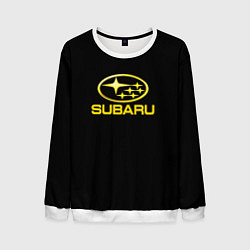 Свитшот мужской Subaru logo yellow, цвет: 3D-белый