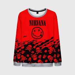 Свитшот мужской Nirvana rock skull, цвет: 3D-меланж