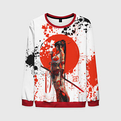 Свитшот мужской Женщина самурай, цвет: 3D-красный