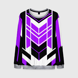 Свитшот мужской Purple and black stripes on a white background, цвет: 3D-меланж