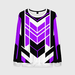 Свитшот мужской Purple and black stripes on a white background, цвет: 3D-белый