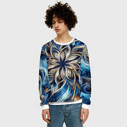 Свитшот мужской Джинса и цветочный орнамент - нейросеть, цвет: 3D-белый — фото 2