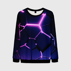 Мужской свитшот Сине-фиолетовые неоновые плиты в разломе