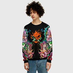 Свитшот мужской Cyberpunk tatoo game steel japan, цвет: 3D-черный — фото 2