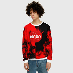Свитшот мужской NASA красный огонь, цвет: 3D-белый — фото 2