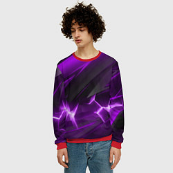 Свитшот мужской Фиолетовая объемная абстракция, цвет: 3D-красный — фото 2