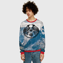 Свитшот мужской Вороны одина с символикой рог одина, цвет: 3D-красный — фото 2