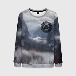 Свитшот мужской Место силы и символ валькнут на груди, цвет: 3D-меланж