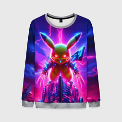 Свитшот мужской Neon horror - cyber Pikachu, цвет: 3D-меланж