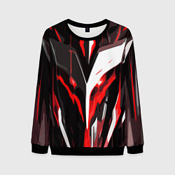 Свитшот мужской Красно-белый абстрактный демонический шлем, цвет: 3D-черный