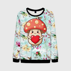 Свитшот мужской Мухомор с сердечком милый, цвет: 3D-черный