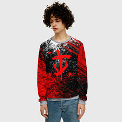 Свитшот мужской Doom - красные краски и лого, цвет: 3D-меланж — фото 2
